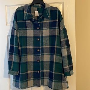 Ladies Boutique Plaid Print Shirt Jacket
